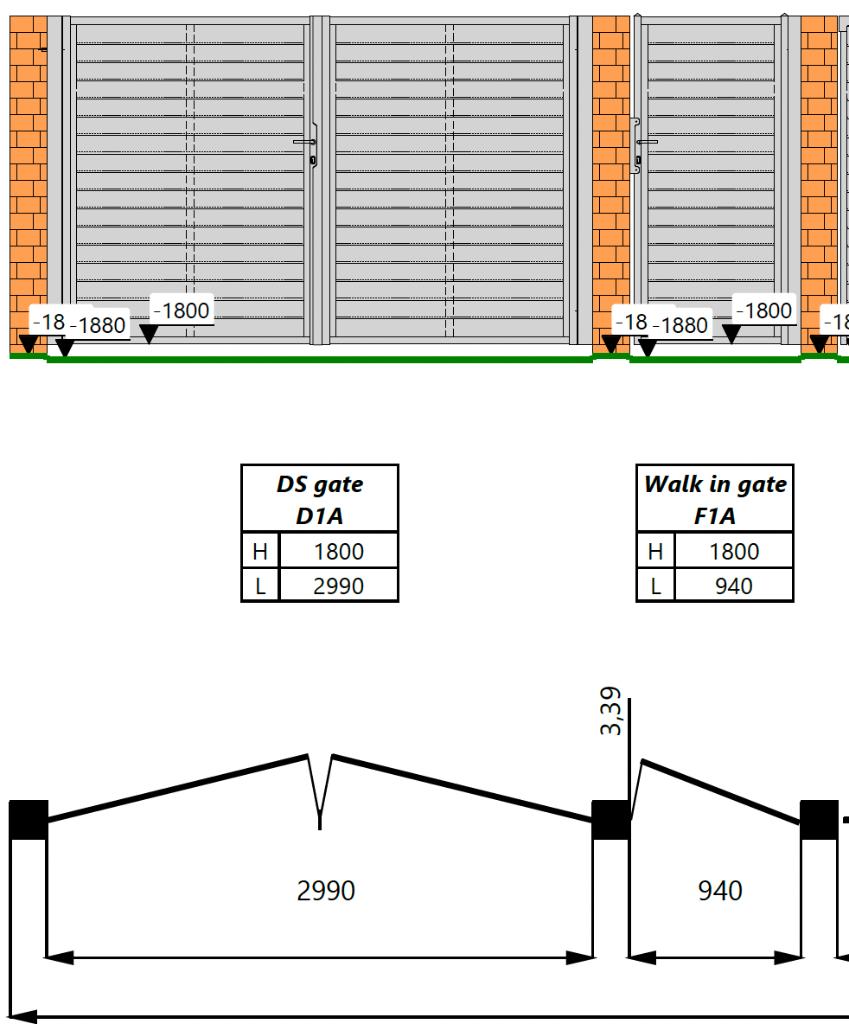 Dubbele poort 299cm x 180cm + enkele poort RAL7016 Mat, Nieuw, Ophalen of Verzenden, 150 tot 200 cm, IJzer