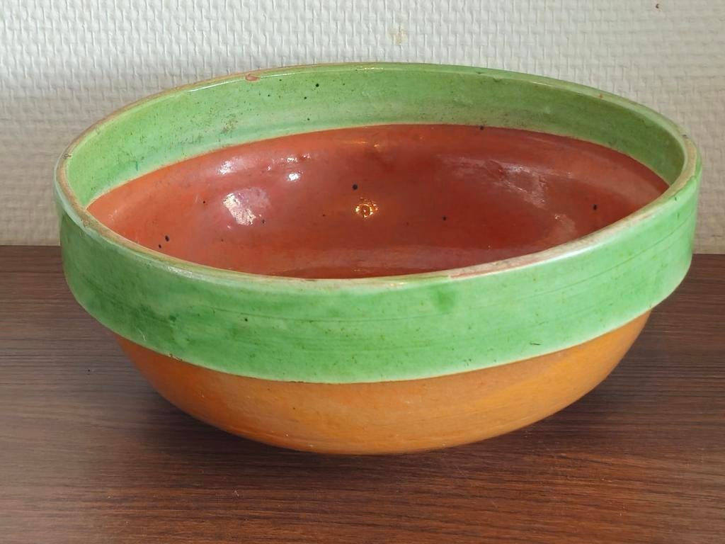 Antieke keramiek brocante keukenschaal schaal kom laag model, Ophalen of Verzenden