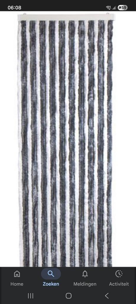 Vliegen gordijn Chenille kattenstaart grijs wit, Ophalen of Verzenden, Grijs, 200 cm of meer