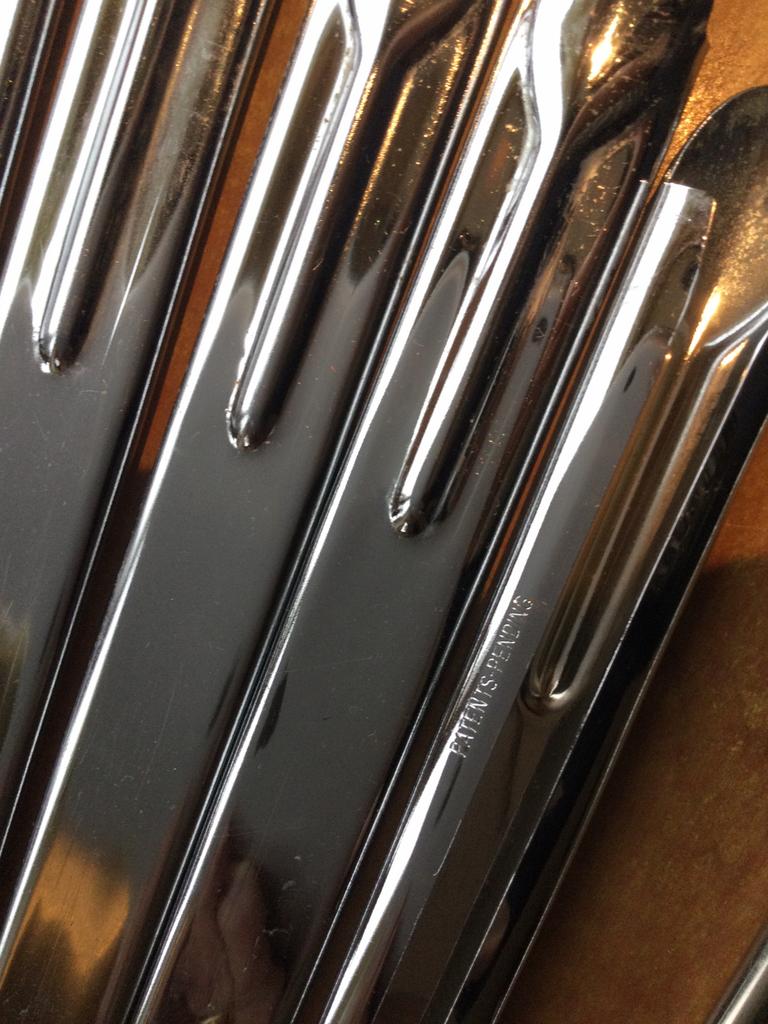 Vintage verchroomde traproedes lengte 69 cm, breed 2,2 cm, 50 tot 100 cm, Overige kleuren, Zo goed als nieuw, Rechthoekig