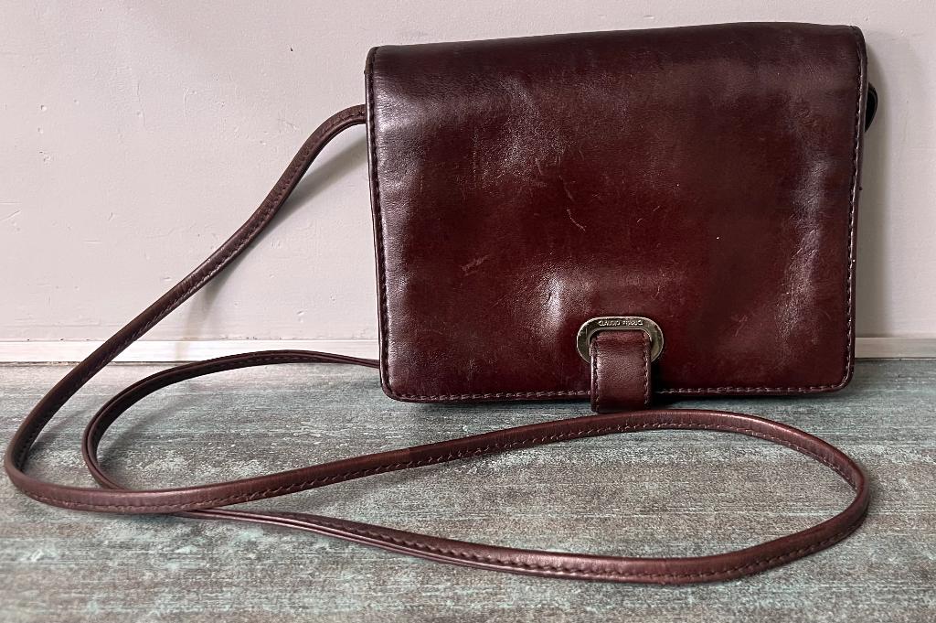 Claudio Ferrici. Leren crossbody/reistasje/schoudertasje., 30 cm of meer, Bruin, Minder dan 40 cm, Minder dan 35 cm