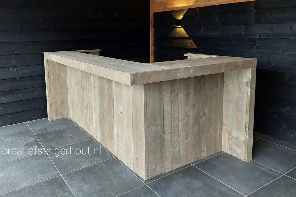 Bar steigerhout hoekbar overkapping buitenbar tuin huisbar, Huis en Inrichting, Barren, Ophalen of Verzenden, Nieuw