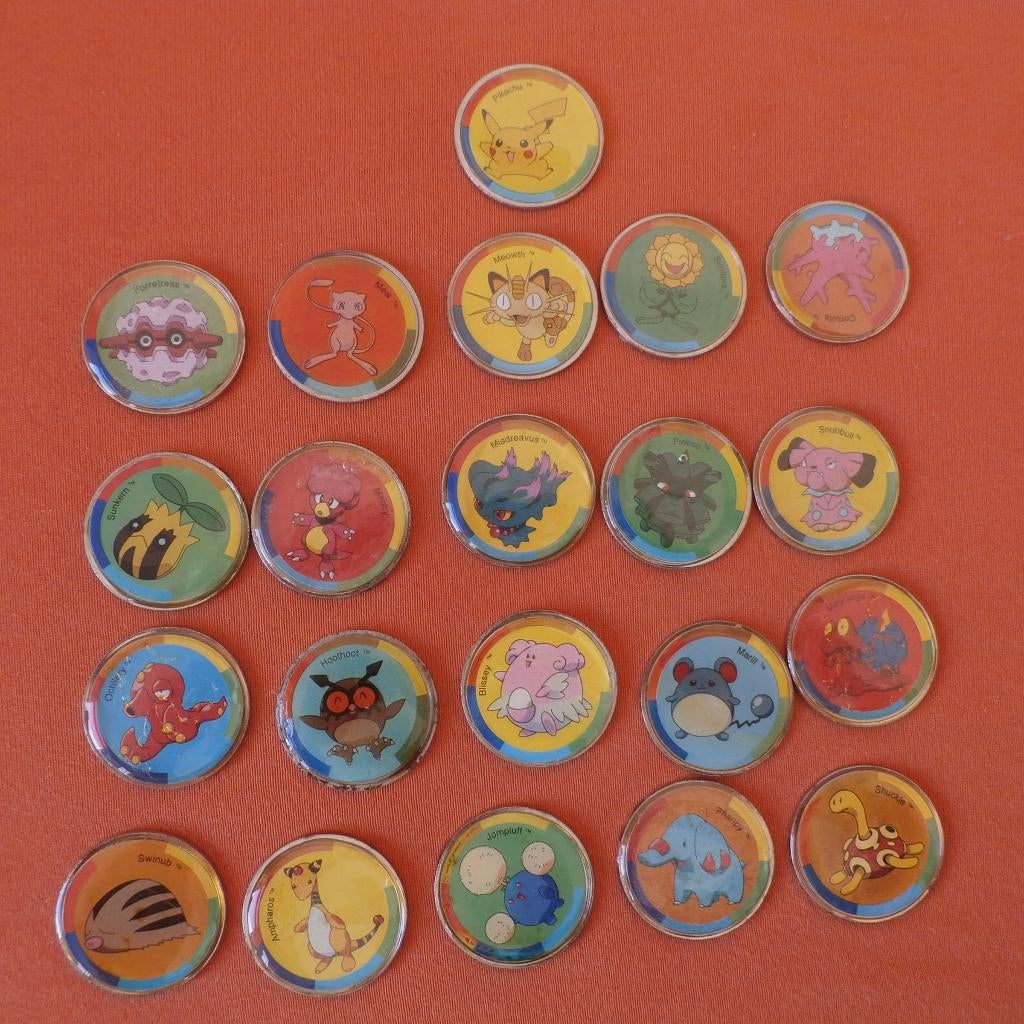 Pokemon + 21 metalen Flippo's + Arnhem-Zuid + bieden, Ophalen of Verzenden, Gebruikt, Overige typen