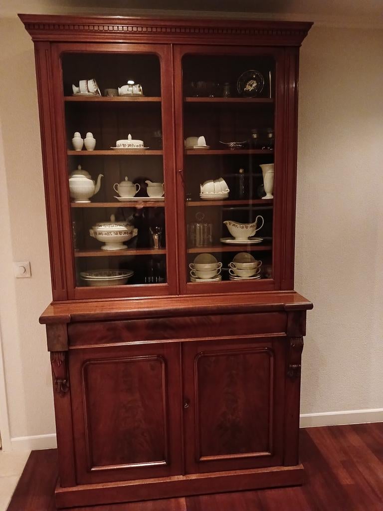 Prachtige Antieke Mahonie Servieskast/Boekenkast, Ophalen of Verzenden