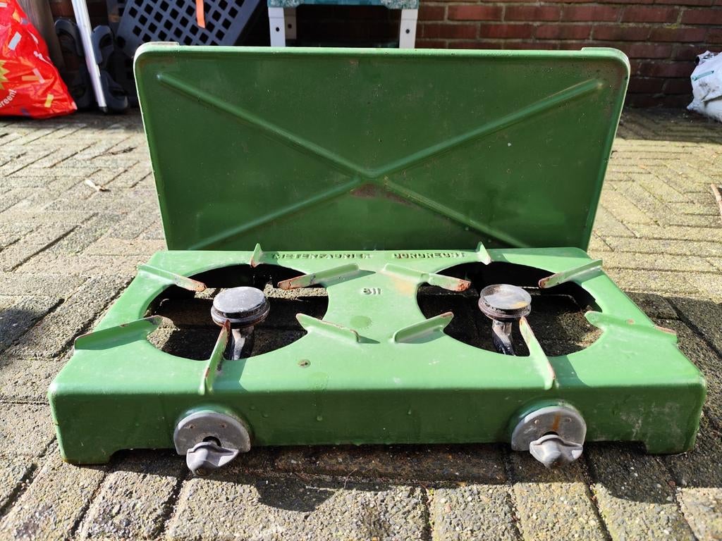 Antiek Meter Fabriek Dordrecht 2-pits Gasstel, Caravans en Kamperen, Kampeeraccessoires, Ophalen of Verzenden, Gebruikt