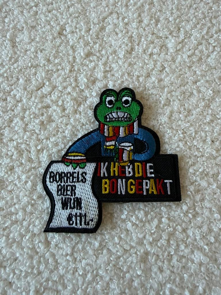 Embleem carnaval oeteldonk ik heb die bon gepakt kikker, Verzamelen, Ophalen of Verzenden, Zo goed als nieuw