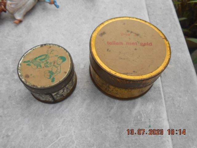 oude blikjes/delacre vilvoorde koektrommelblik/messing koker, Verzamelen, Ophalen of Verzenden, Gebruikt, Overige