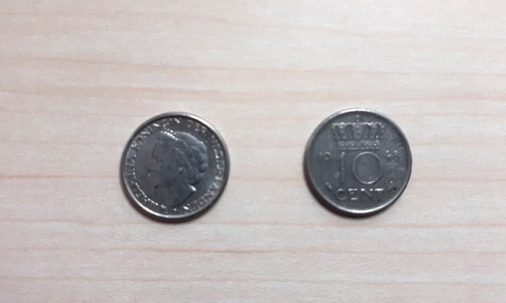 dubbeltjes Wilhelmina 1948, Ophalen, Zilver, 10 cent, Koningin Wilhelmina