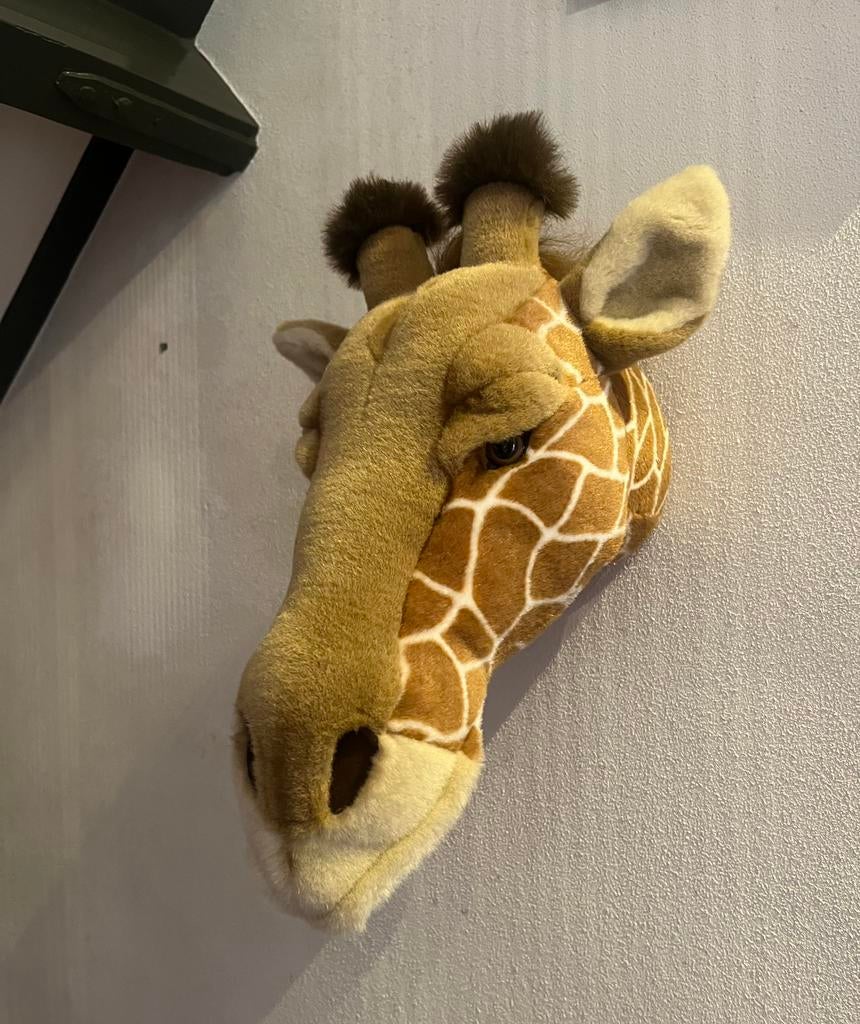 Pluche dierenkoppen Giraf,Olifant,Hert,Paard,Unicorn., Ophalen of Verzenden, Nieuw, Paard