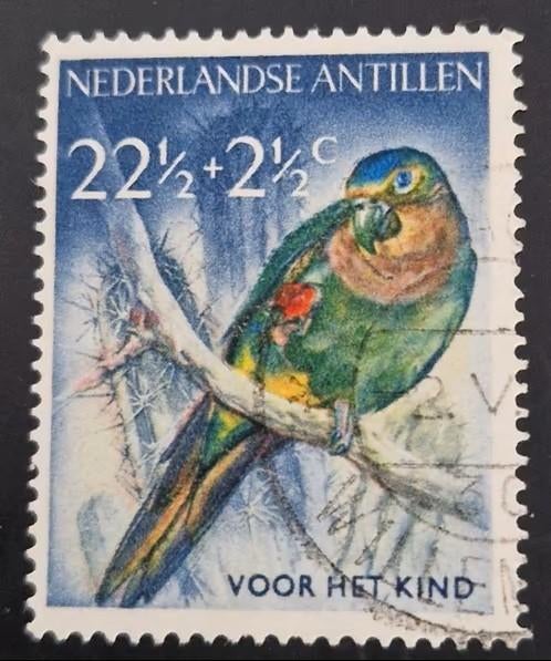 Nederlandse Antillen 1958 - nvph 271 - Kinderzegels Vogels, Ophalen of Verzenden, Gestempeld