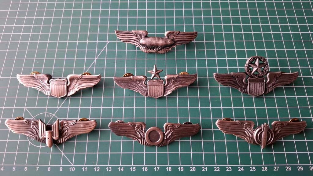 US - WWII Referentie Set - Airforce Wings, Verzamelen, Ophalen of Verzenden, Luchtmacht, Amerika, Lintje, Medaille of Wings