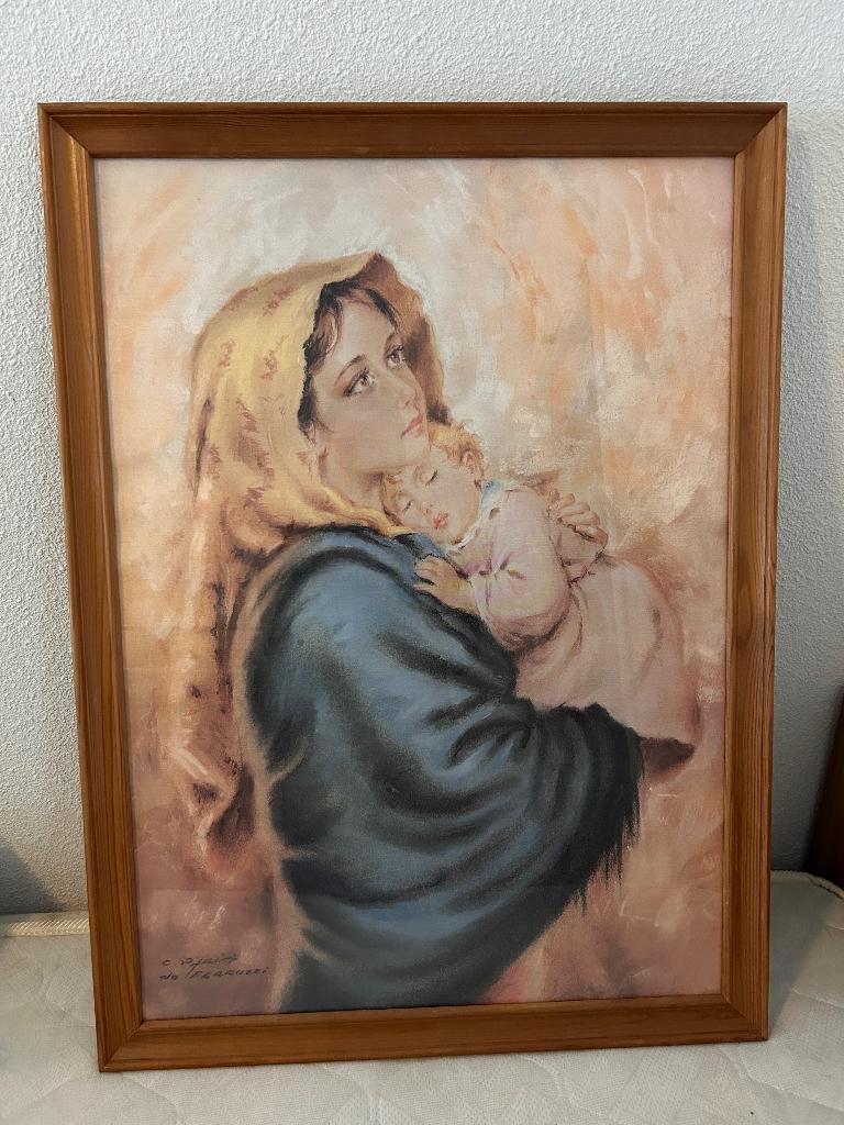 schilderij “madonna”  moeder en kind, Antiek en Kunst, Ophalen of Verzenden