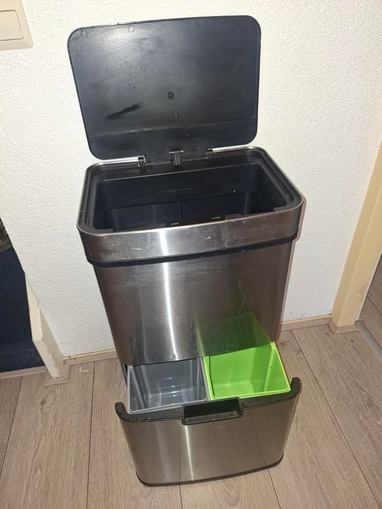 Sensor Prullenbak 62L (38L+2x12L), 40 liter of meer, Ophalen, Rvs