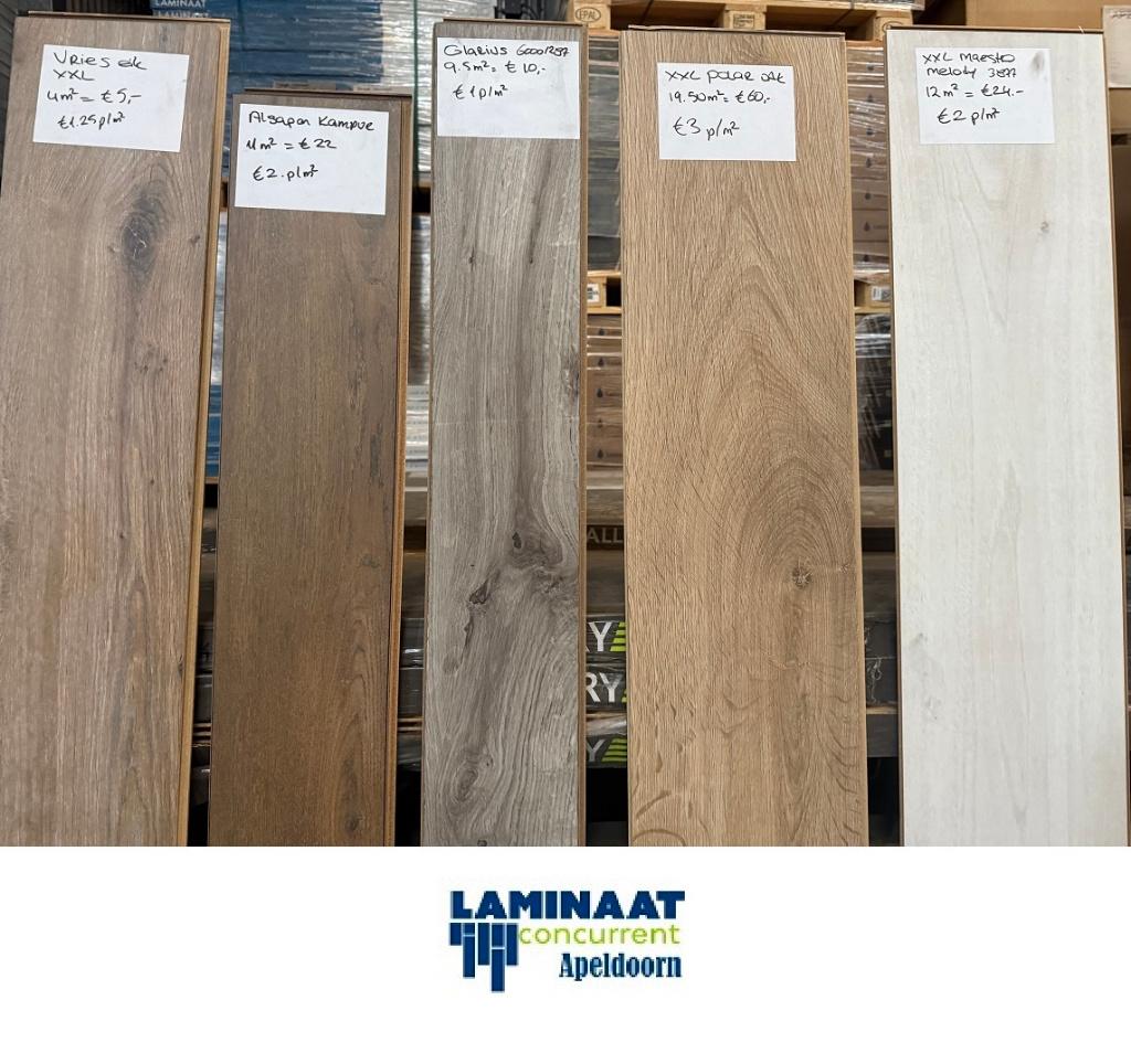 Laminaat en Pvc vanaf €1,00 p/m2 Rest partij 6m2 t/m 400m2, Ophalen, Rest partij Laminaat en Pvc vloeren, 75 m² of meer, Nieuw