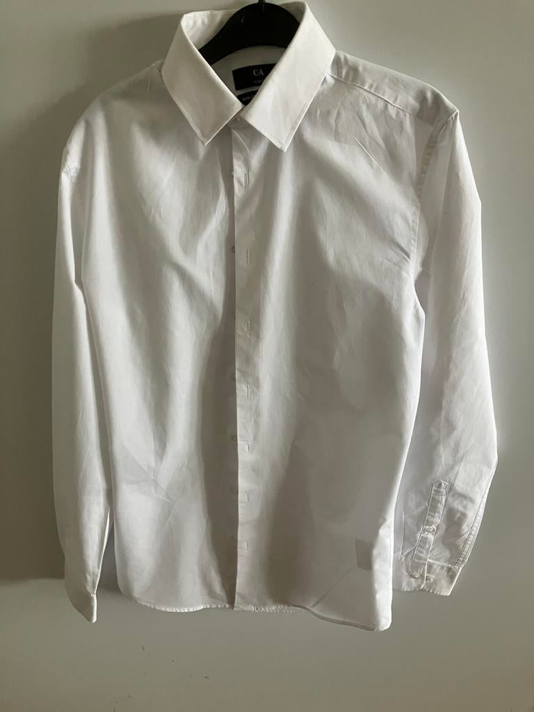 Overhemd blouse wit slimfit XS 35/36, Ophalen, Halswijdte 38 (S) of kleiner, Wit, C&A