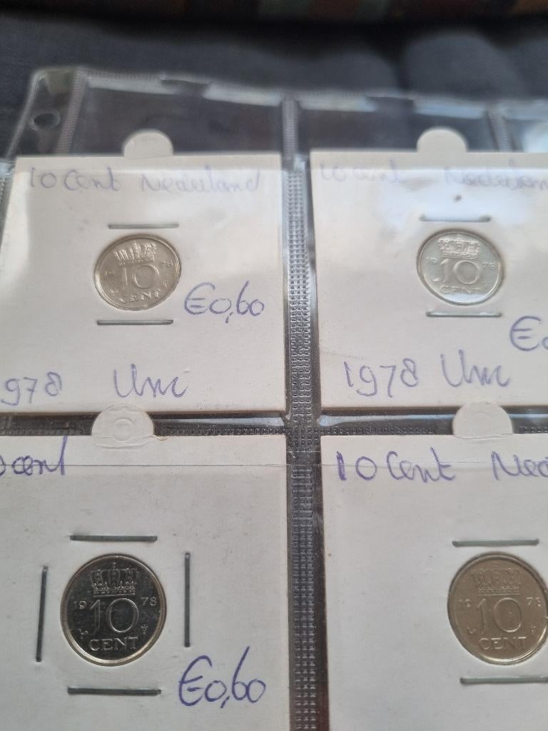 Nederland: acht UNC 10 cent munten uit 1978, Postzegels en Munten, Munten | Nederland, Ophalen of Verzenden, Koningin Juliana