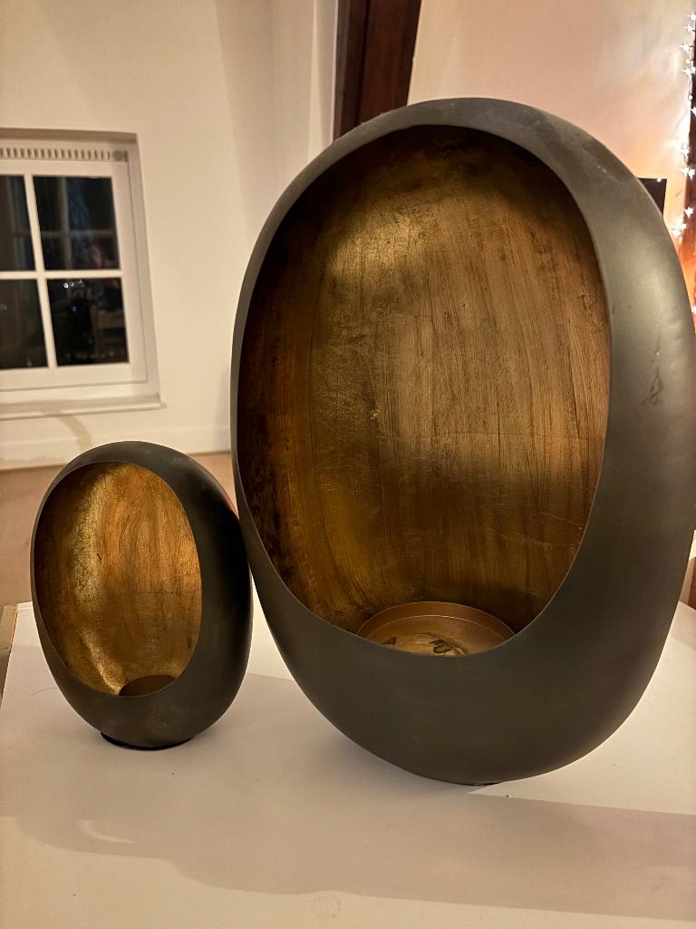 Dekocandle egg 2x, Ophalen, Kunststof, 25 tot 50 cm, Zwart