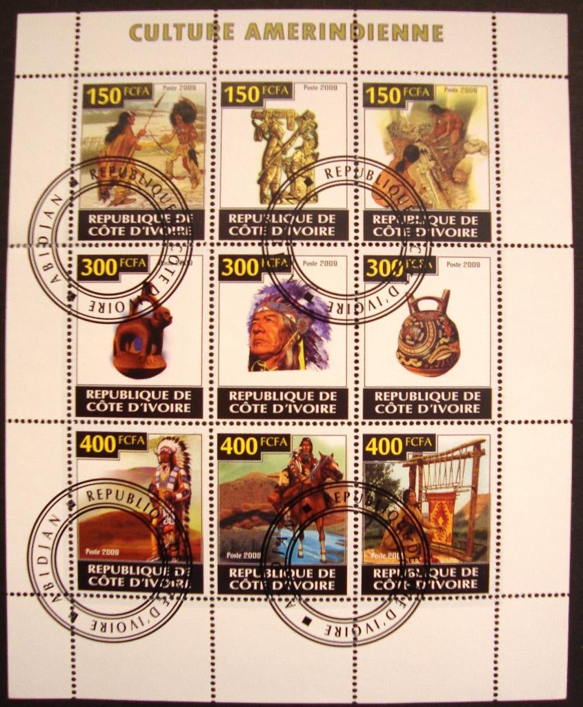 - 714 - Indianen cultuur blok., Verzenden, Gestempeld, Overige thema's