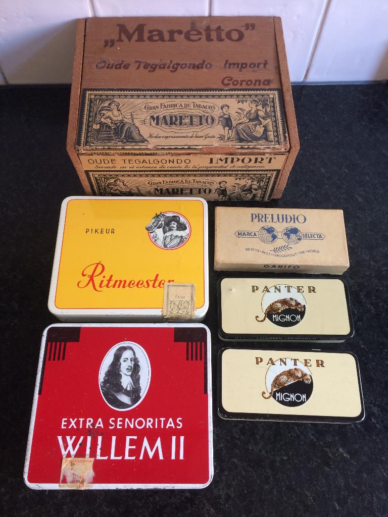 partij sigarendoosjes blikjes, Verzamelen, Ophalen of Verzenden, Gebruikt, Tabaksdoos of Verpakking