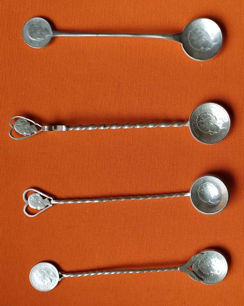 Theelepeltjes met munten van koningin Wilhelmina, Ophalen of Verzenden, Zilver, Overige typen