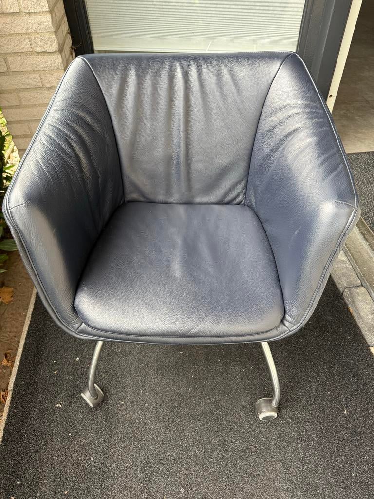 8 x Tulip stoel van Gerard van den Berg leder, Gebruikt, Blauw, Leer, Ophalen of Verzenden