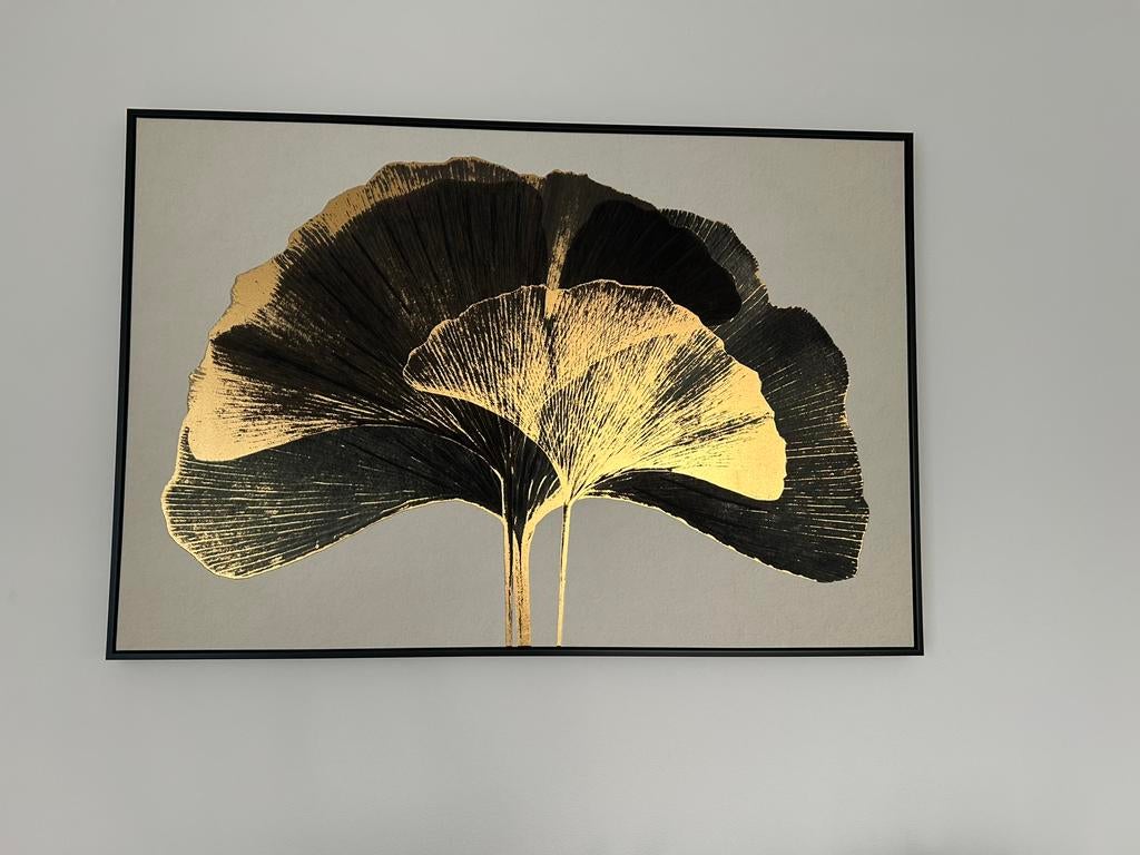 Prachtig ginkgo schilderij groen/goud, Ophalen