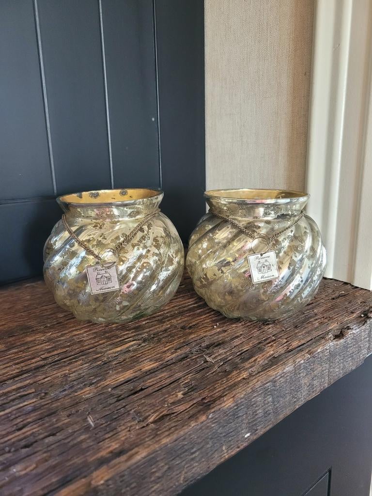 2 leuke windlichtjes waxinehouder s RM riviera maison, Overige materialen, Gebruikt, Overige kleuren, Ophalen of Verzenden