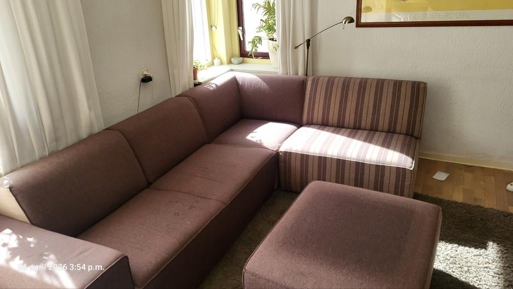 Hoekbank met losse elementen, 1 gedeelte beschadigd, Ophalen of Verzenden, Gebruikt