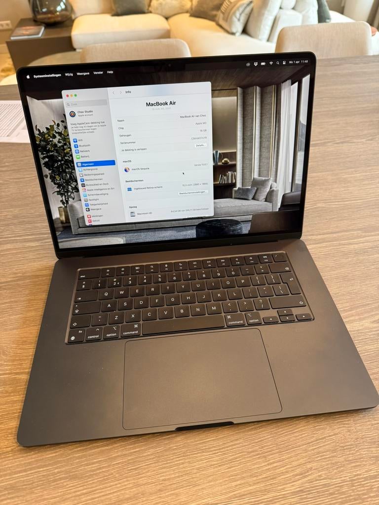 Macbook air 15 inch uit 2024, Computers en Software, Apple Macbooks, 256 GB, Ophalen of Verzenden, Zo goed als nieuw, MacBook Air