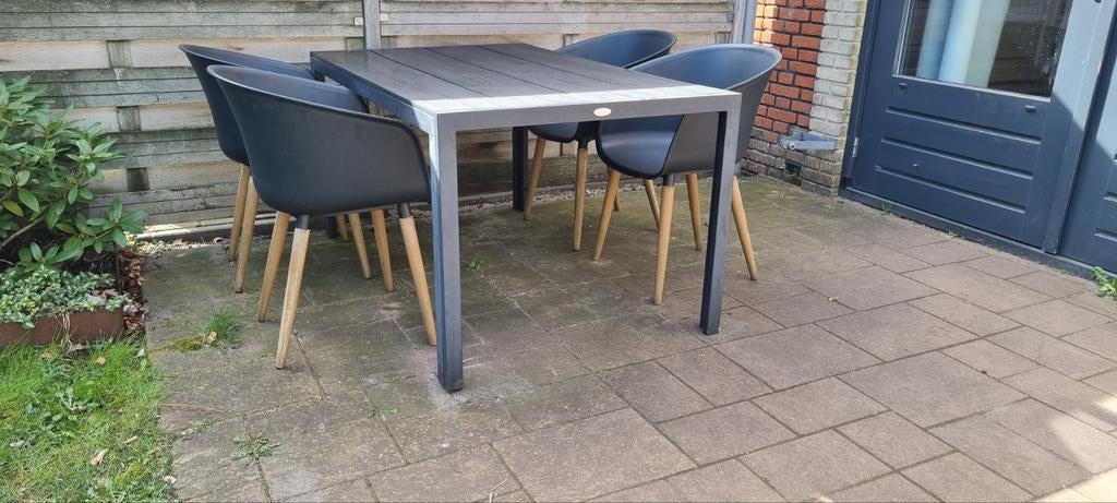 4-persoons tuinset met composiet tafel en stoelen, Ophalen, 4 zitplaatsen, Kunststof, Gebruikt