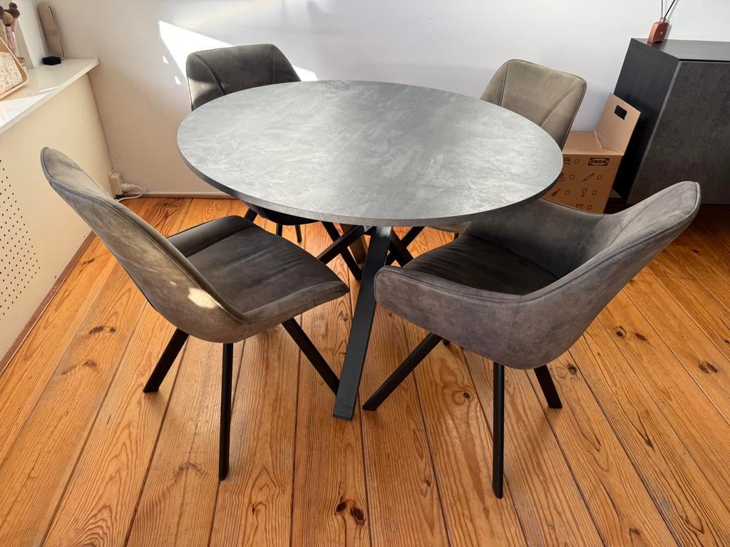 Tafel en stoelen gezamenlijk te koop, Huis en Inrichting, Tafels | Eettafels, Ophalen, Gebruikt, Rechthoekig, 50 tot 100 cm