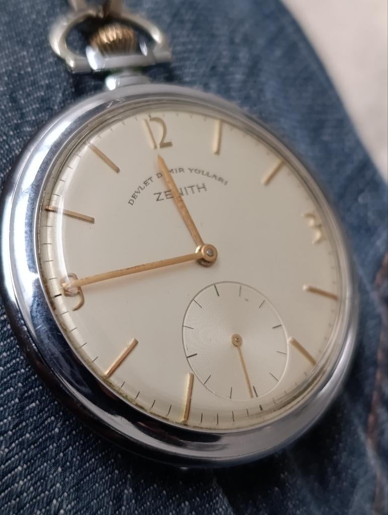 Zenith TCDD Zakhorloge - Zeldzaam!, Sieraden, Tassen en Uiterlijk, Horloges | Antiek, Overige merken, Zakhorloge, Staal, Met ketting