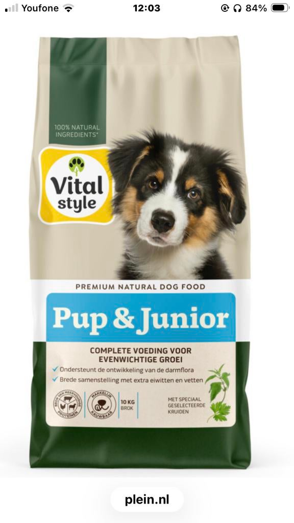 10 kilo Vitastyle hondenbrok voor puppys en juniors, Ophalen of Verzenden, Hond