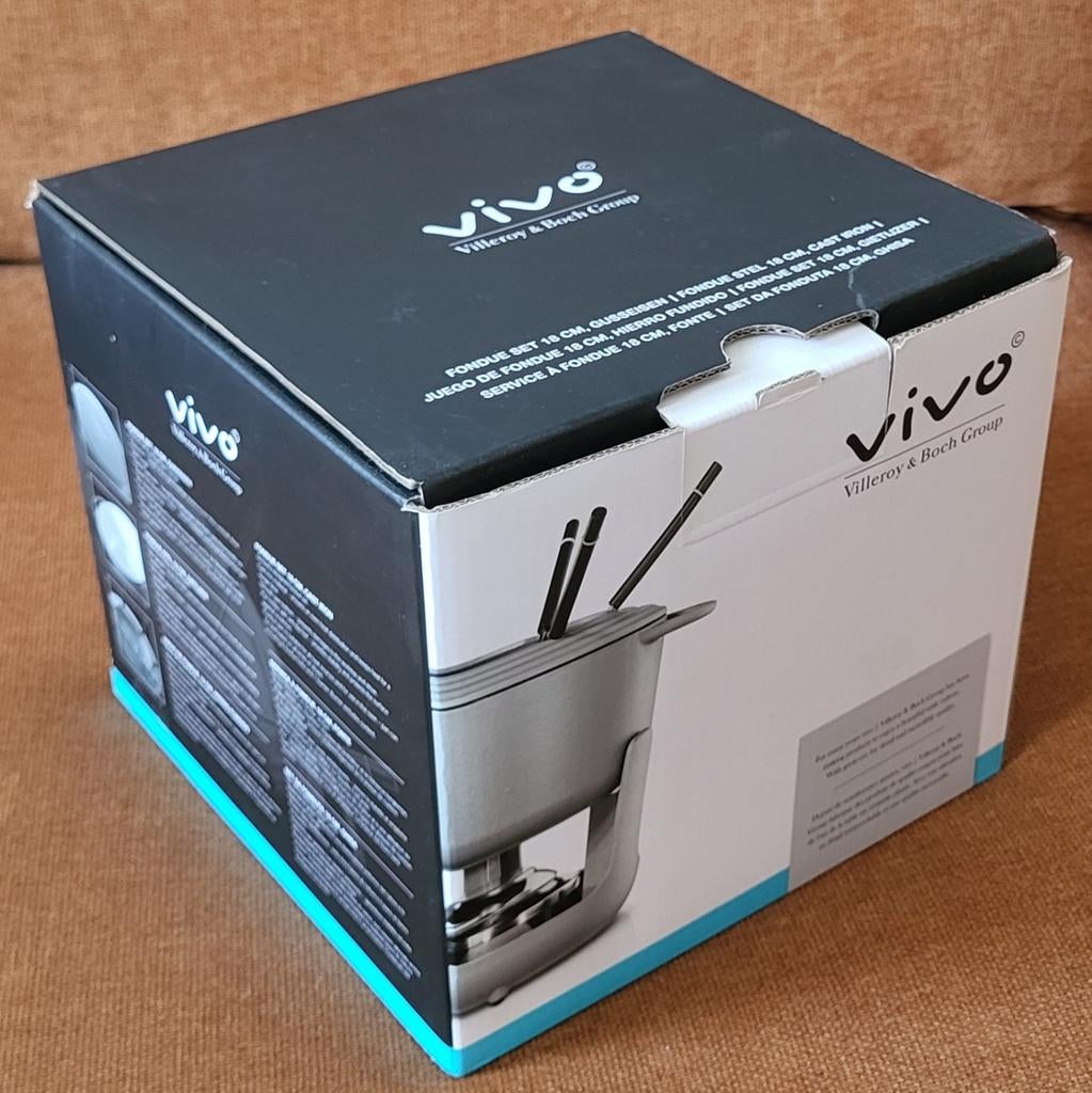 Fondue Set Vivo 4p gietijzer 18cm, Ophalen, Zo goed als nieuw, Brander, Fonduepan