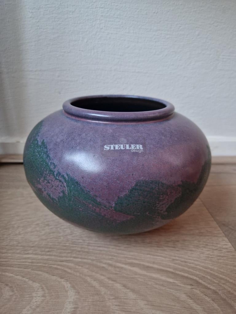 Steuler vaas paars/groen, jaren 70/80, Ophalen of Verzenden