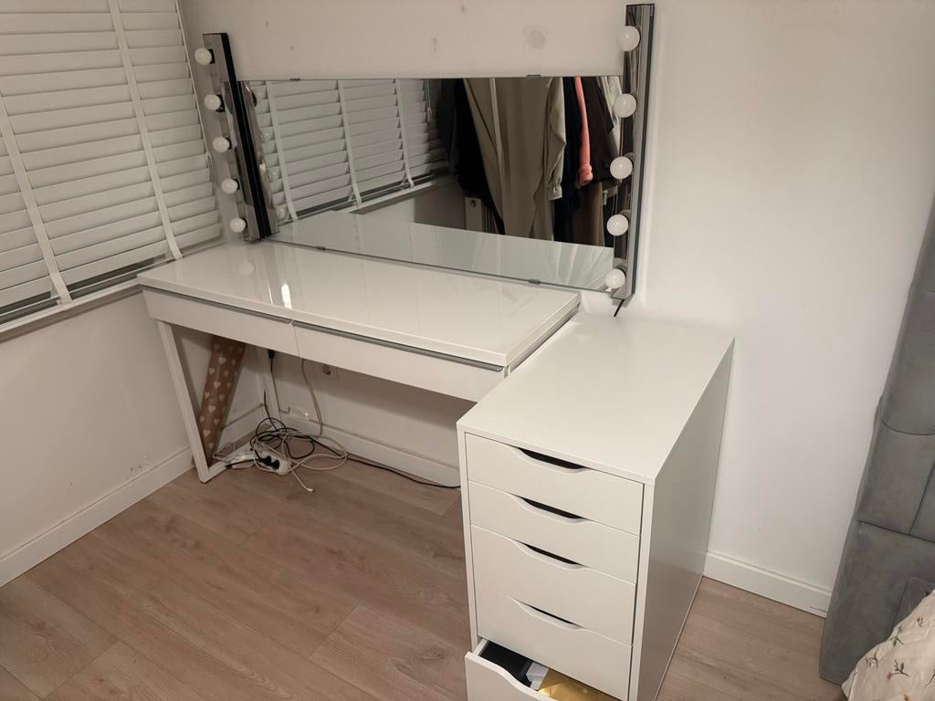 IKEA Make-up Tafel met ALEX Ladekast, Ophalen, Gebruikt, 100 tot 150 cm, Minder dan 100 cm