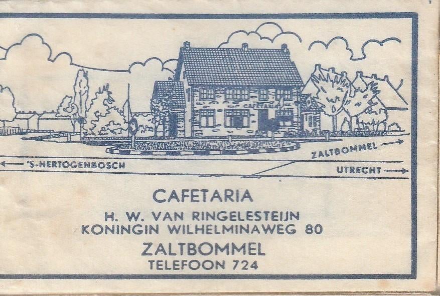 cafetaria H v Ringelesteijn Kon. Wilhelminaweg Zaltbommel, Ophalen of Verzenden