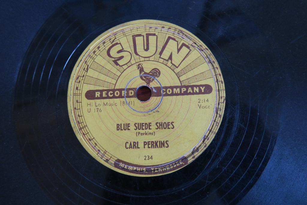 Carl Perkins Blue suede shoes 78 toeren jukebox 78rpm USA, Ophalen of Verzenden, Gebruikt, 10 inch, Rock-'n-Roll