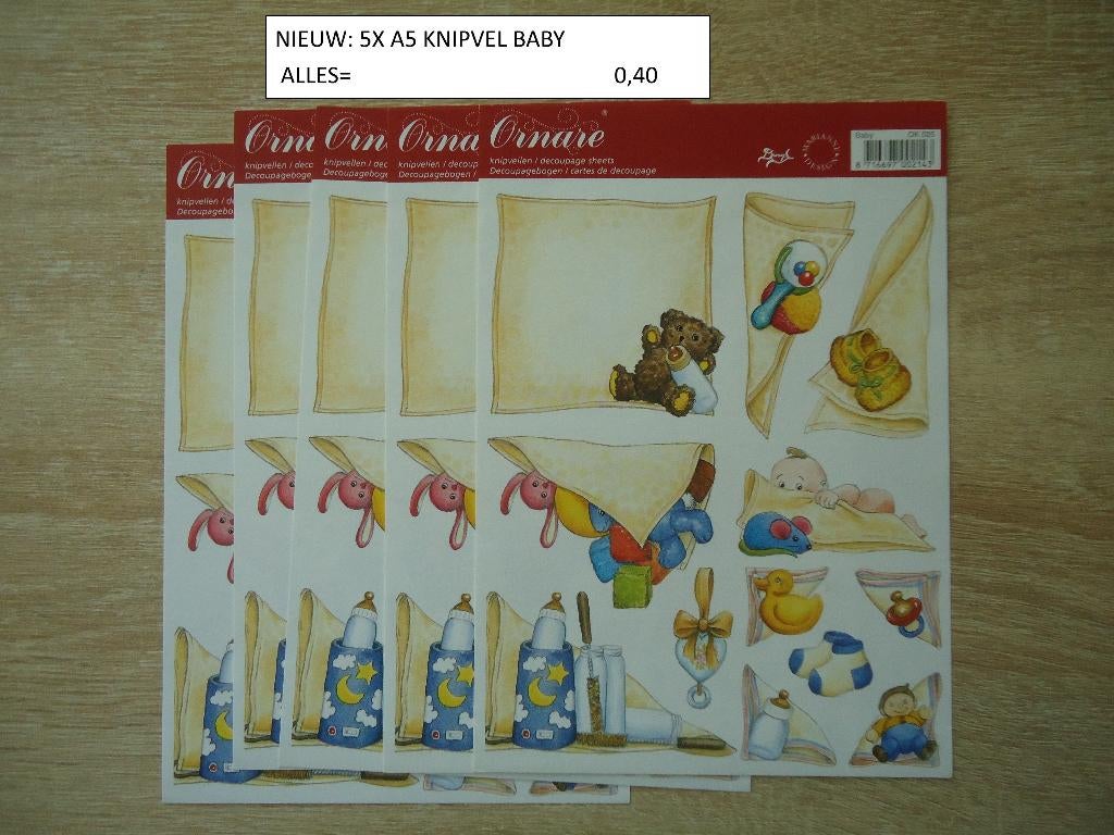gratis bij bestelling: 5 knipvel baby ( alleen verzenden, Ophalen, Nieuw, Overige thema's, Knipvel