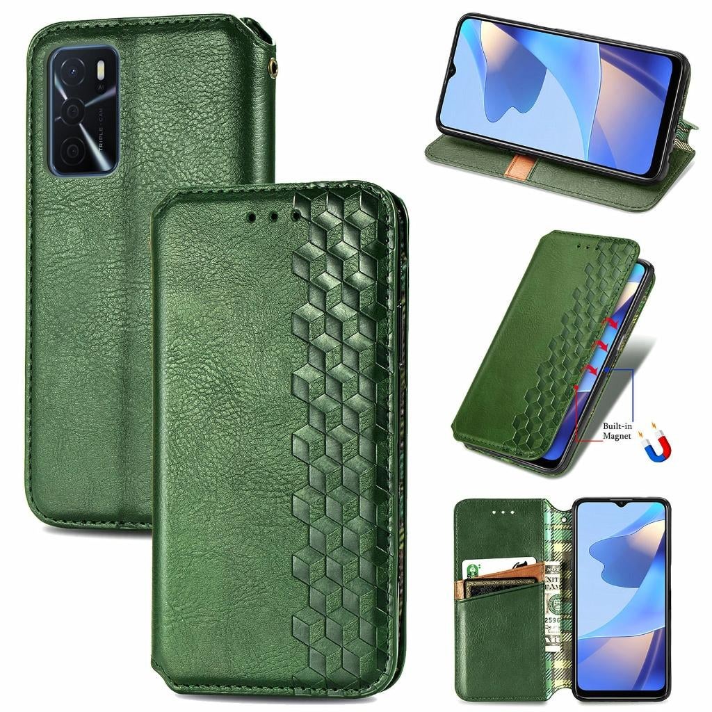 Luxe PU Lederen Wallet Case Set voor OPPO A16 / A54s _ Groen, Verzenden, Nieuw, Hoesje of Tasje