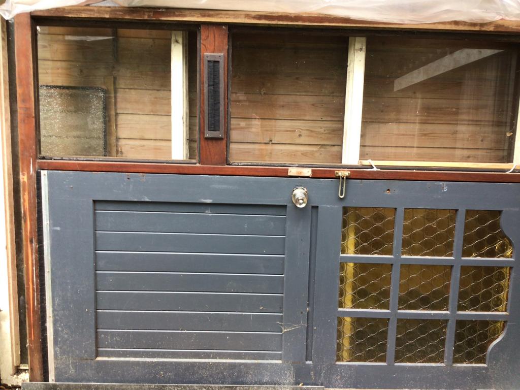 Gratis af te halen: Mooie voordeur met glas-in-lood, Doe-het-zelf en Verbouw, Deuren en Horren, Gebruikt, 80 tot 100 cm, Ophalen of Verzenden