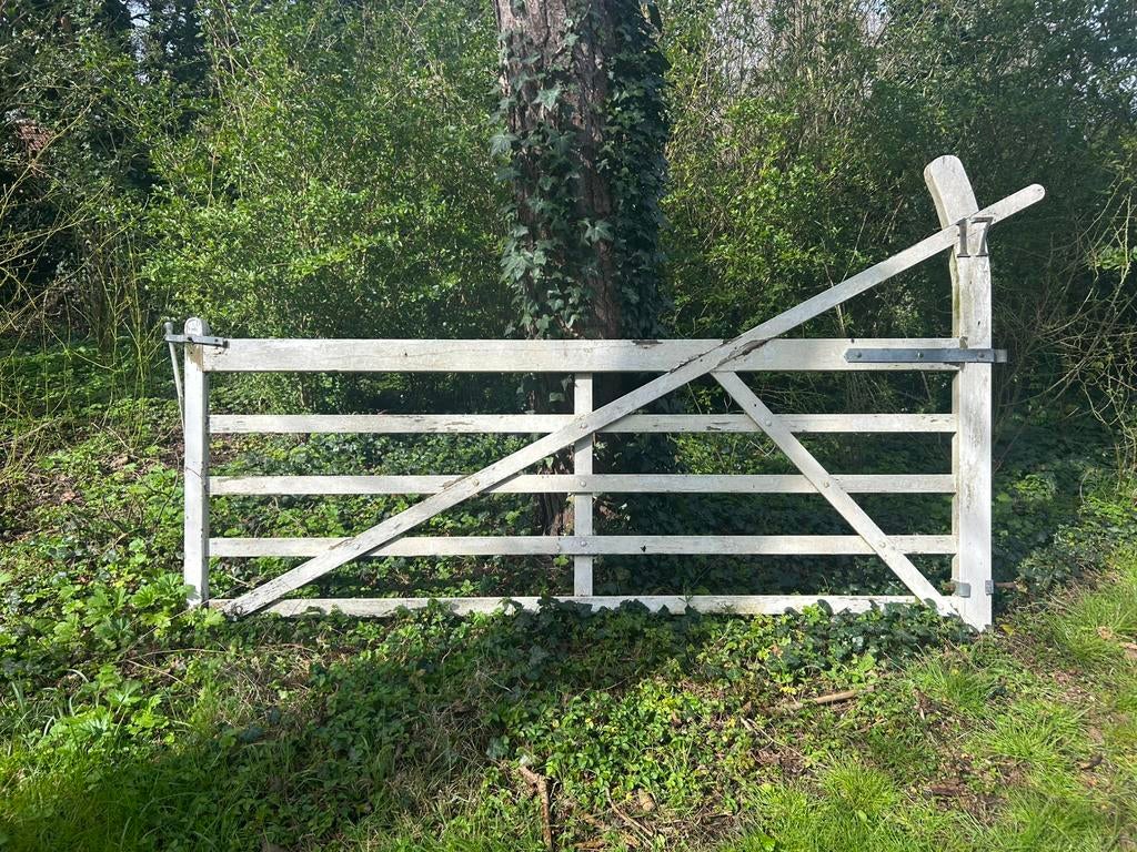 Hardhouten poort + looppoort met Azobe palen, Ophalen, Met poort, Gebruikt, Tuinhek