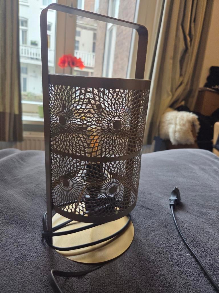 Gouden tafellamp met patroon warm licht, Ophalen of Verzenden