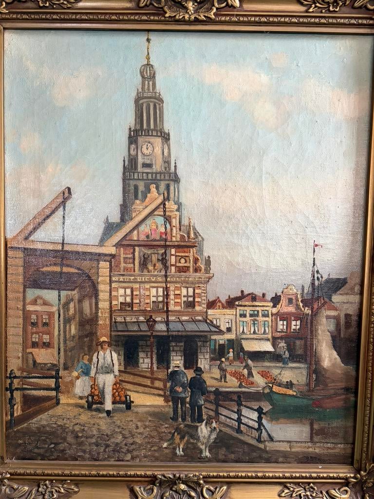 Prachtig olieverf schilderij Alkmaar, Ophalen of Verzenden