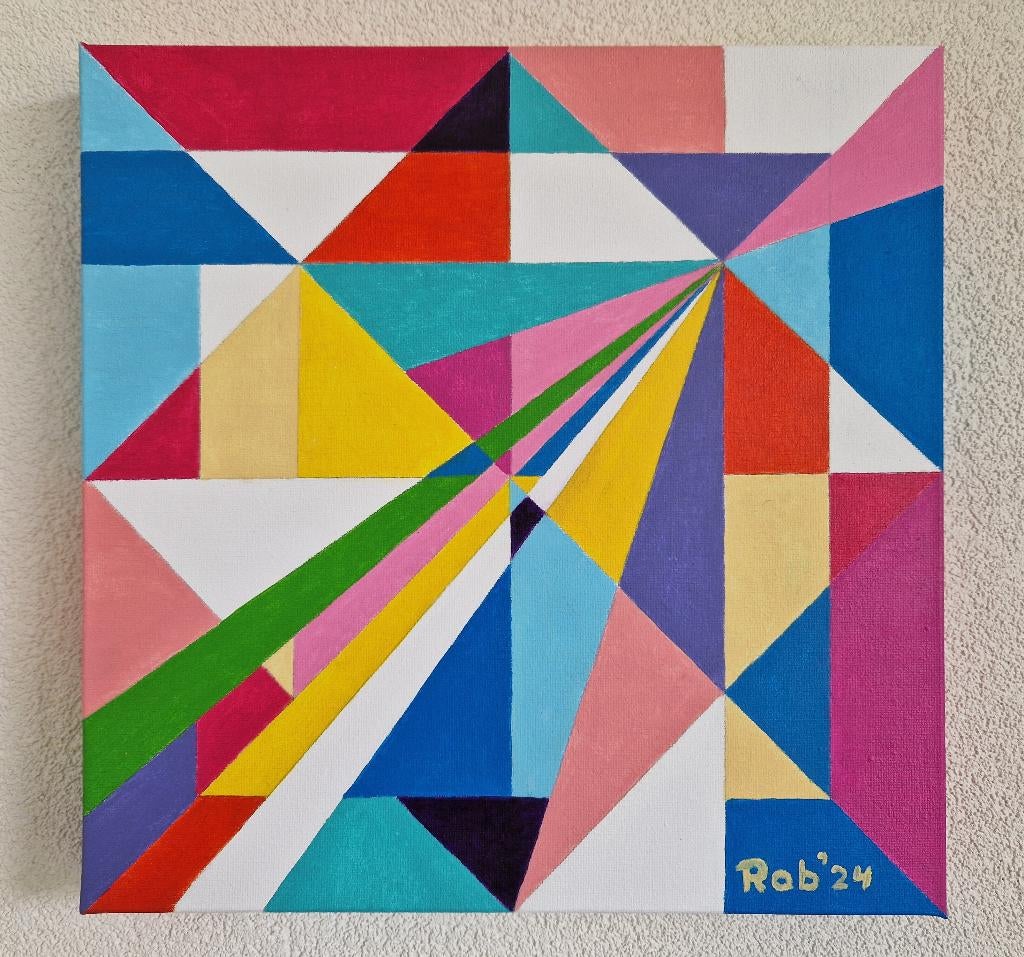 ABSTRACT SCHILDERIJ, ZELF GESCHILDERD OP DOEK MET ACRYL, Ophalen