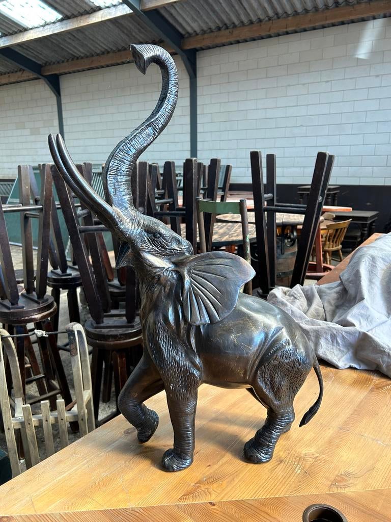 Groot Bronzen Olifant Beeld - 75cm Hoog, Ophalen of Verzenden