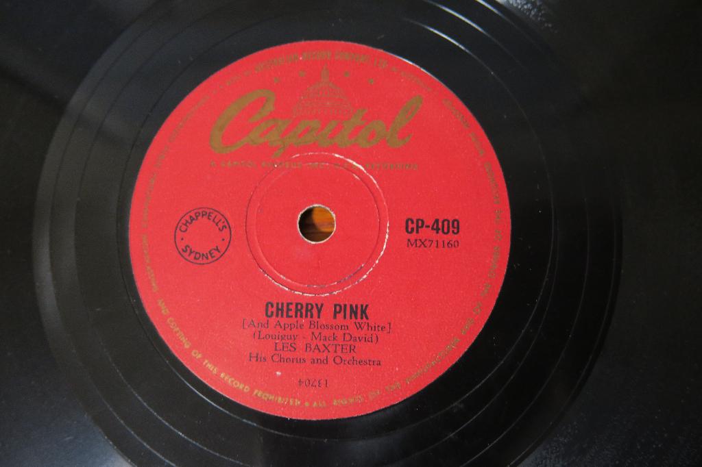 Les Baxter Cherry Pink 78 toeren 78 rpm jukebox grammofoon, Ophalen of Verzenden, Voor 1960, Gebruikt, 10 inch
