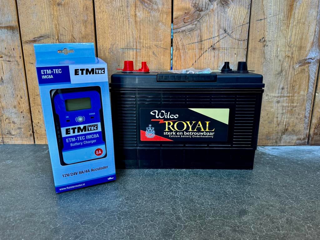 SET AANBIEDING | 12V 105Ah Semi-Tractie Accu + Acculader, Ophalen of Verzenden, Nieuw, Motor en Techniek