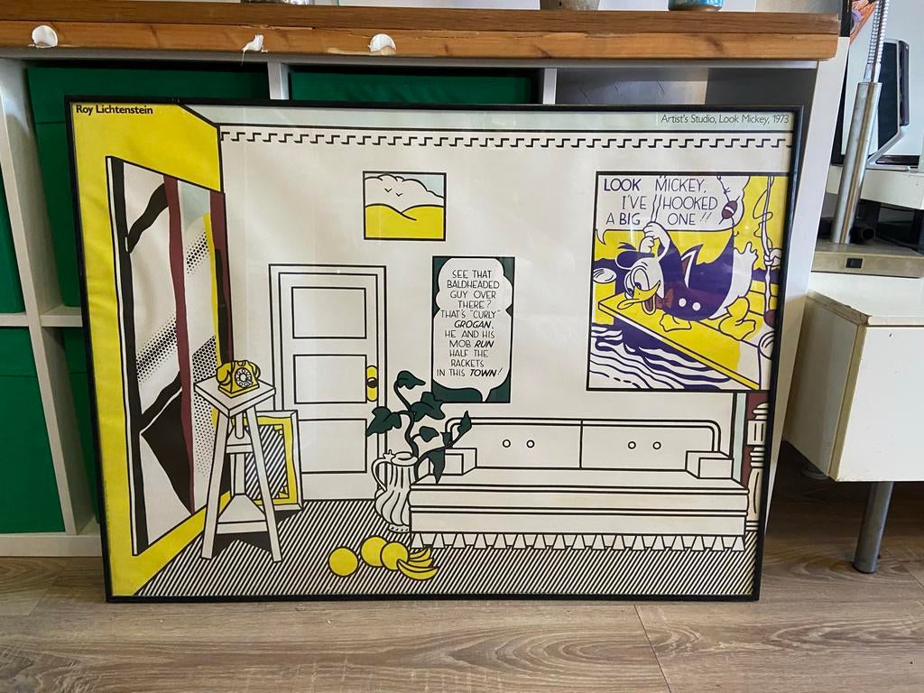 Roy Lichtenstein 'Artist's Studio, Look Mickey' poster, Antiek en Kunst, Kunst | Litho's en Zeefdrukken, Ophalen of Verzenden