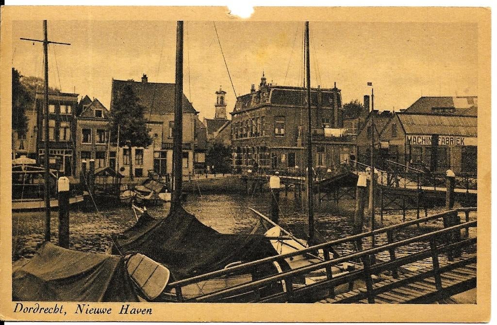 Ansichtkaart	Dordrecht	Nieuwe Haven	Lang IJzeren Brug, Verzenden, 1940 tot 1960, Ongelopen, Zuid-Holland